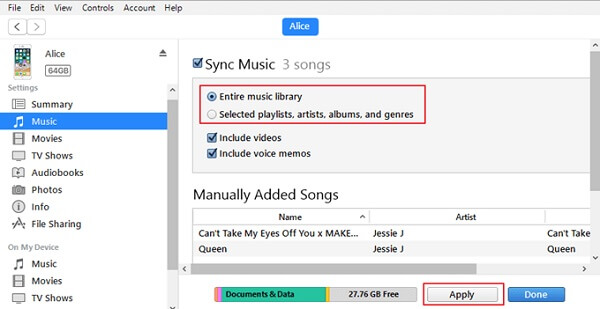Anvend Sync Music