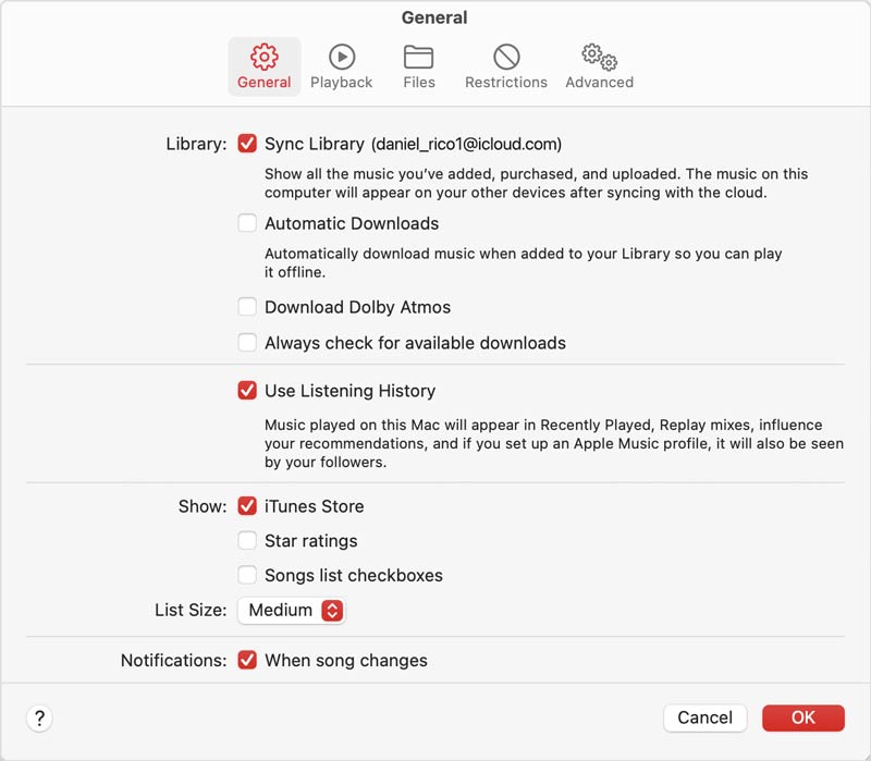 Mac Apple Music Settings Enable Sync Library