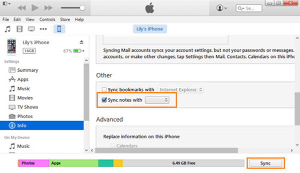 iTunes Outlook szinkronizálás