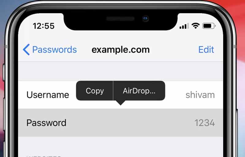 Come condividere una password su iPhone Airdrop