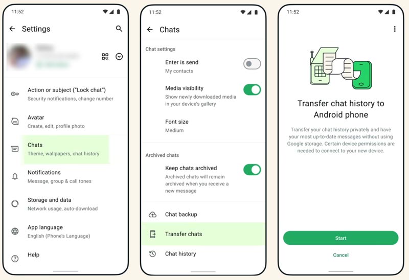 Whatsapp Chats Transfer Start