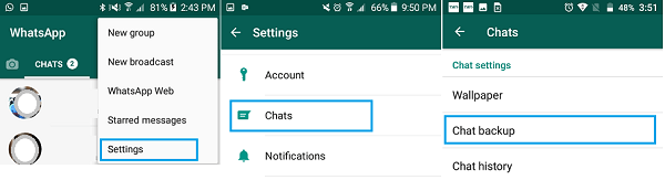 Přenos zprávy Android WhatsApp