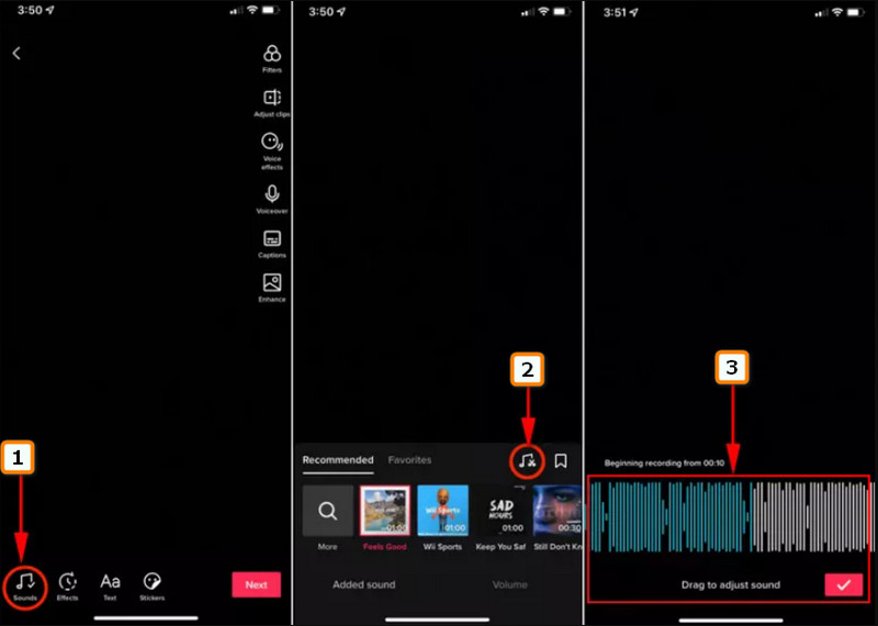 Trim audioclip op TikTok