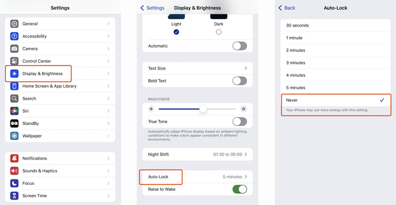 Turn Off Auto Lock on iPhone ios 18