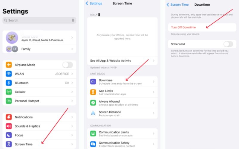 Turn Off Downtime Apple Settings