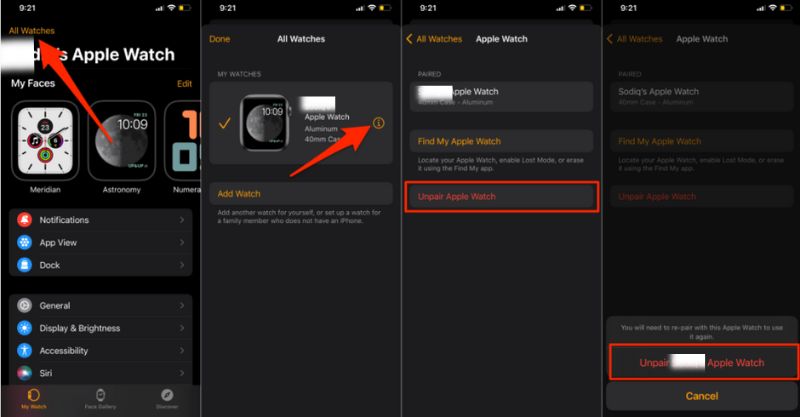 Unpair Apple Watch