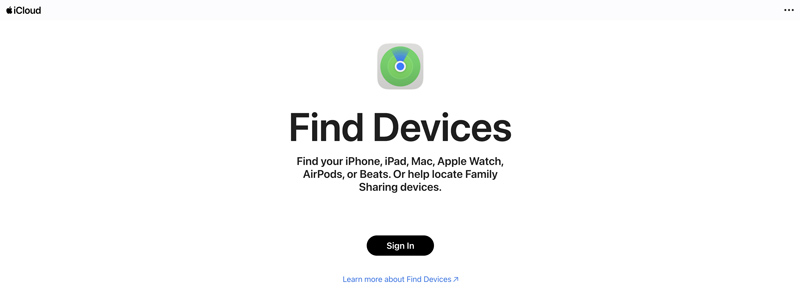 Apple Icloud Find Devices Page