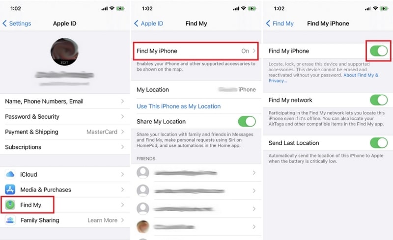 Turn off Find My with Password