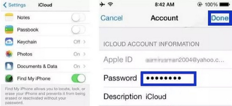 Type Wrong Password Done