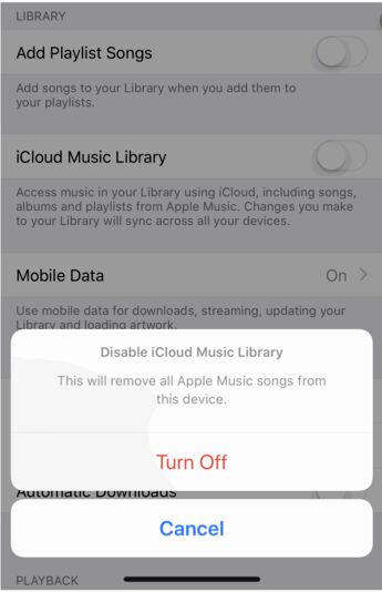 Poista iCloud-musiikkikirjasto käytöstä