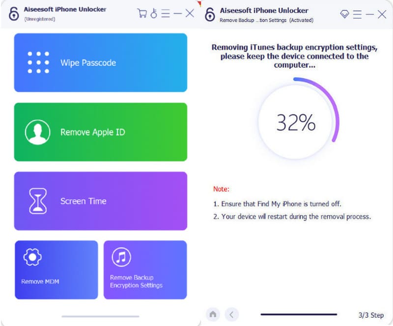 Aiseesoft Phone Unlocker iTunes biztonsági mentés