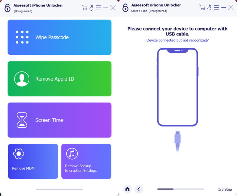 Aiseesoft Phone Unlocker Screen Time Connetti dispositivo