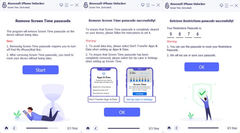 Aiseesoft Phone Unlocker Screen Time Start avattu