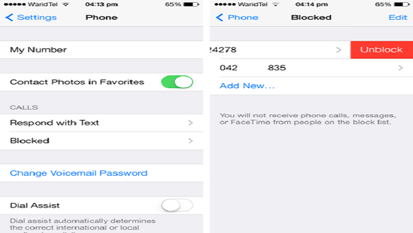 Avblockera nummer på iPhone