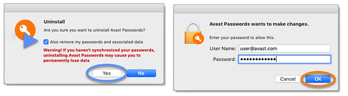 Avinstaller Avast Passwords
