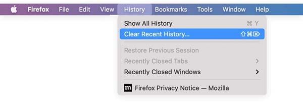 Firefox Vymazat historii na Macu