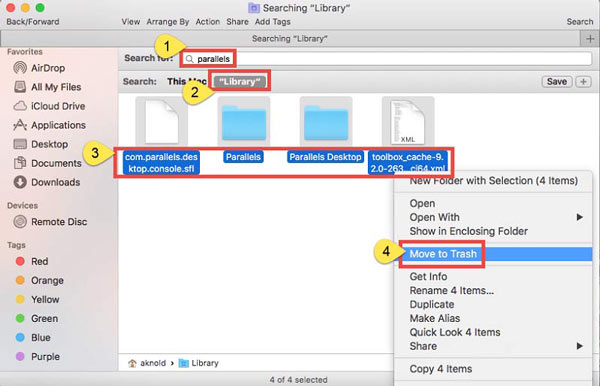 Trova i file di Parallels