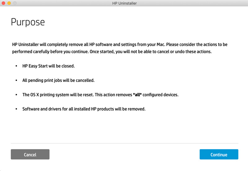 Продолжить удаление программного обеспечения HP