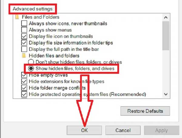 Enable the Show Hidden Folder Option