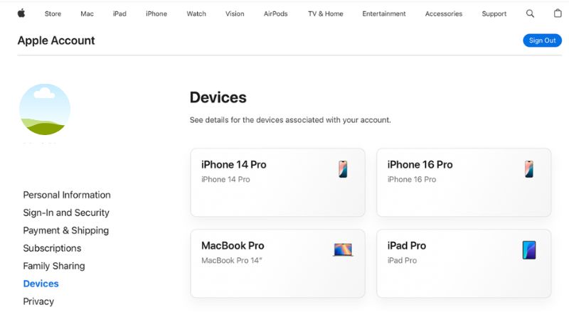 Select Device To Unlink