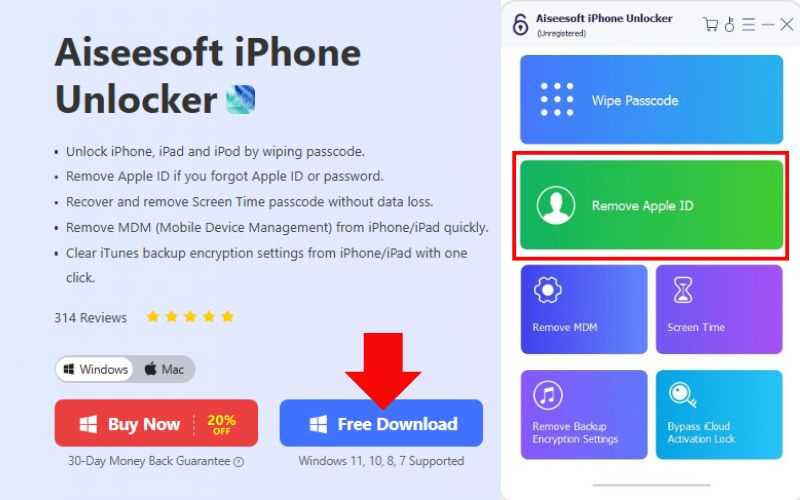 Select Remove Apple ID Mode