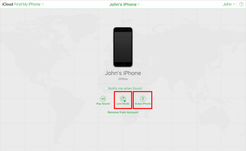 iCloud Find My Lost Mode Διαγραφή iPhone