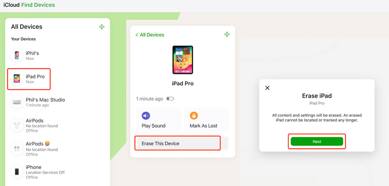 Wymaż iPada Pro, aby odblokować go za pomocą iCloud Find My