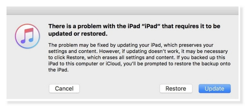 iTunes Ξεκλείδωμα Λειτουργία ανάκτησης iPad