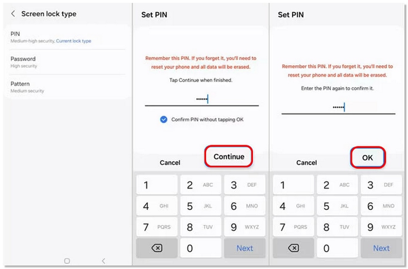 Enter Old And New Pin