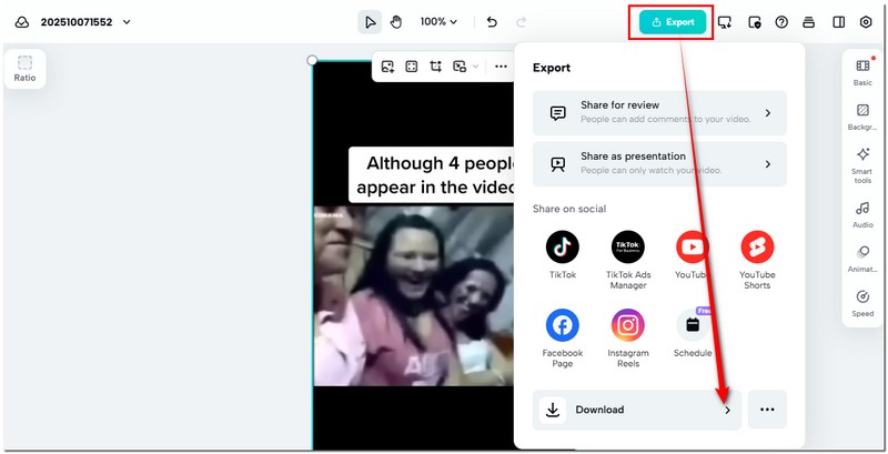 Click Export Settings