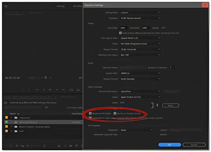 Enable Max Bit Depth And Max Render Quality