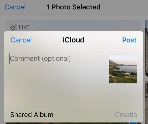 Share photos on icloud