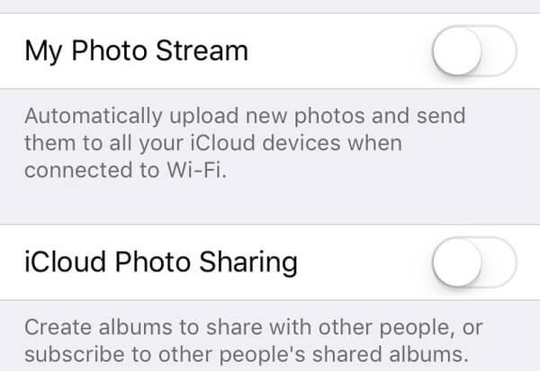 Turn off iCloud photo sharing