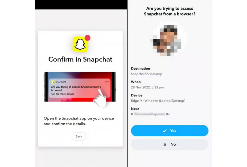 Conferma l'accesso con Snapchat
