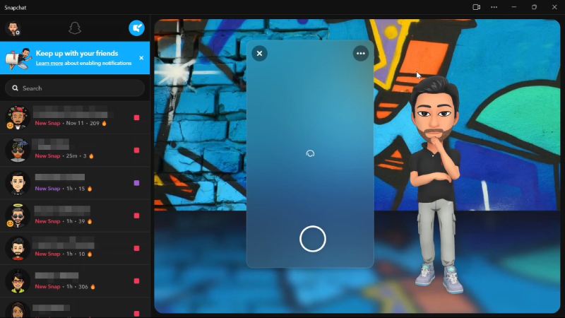 Snapchat Windows App Interface