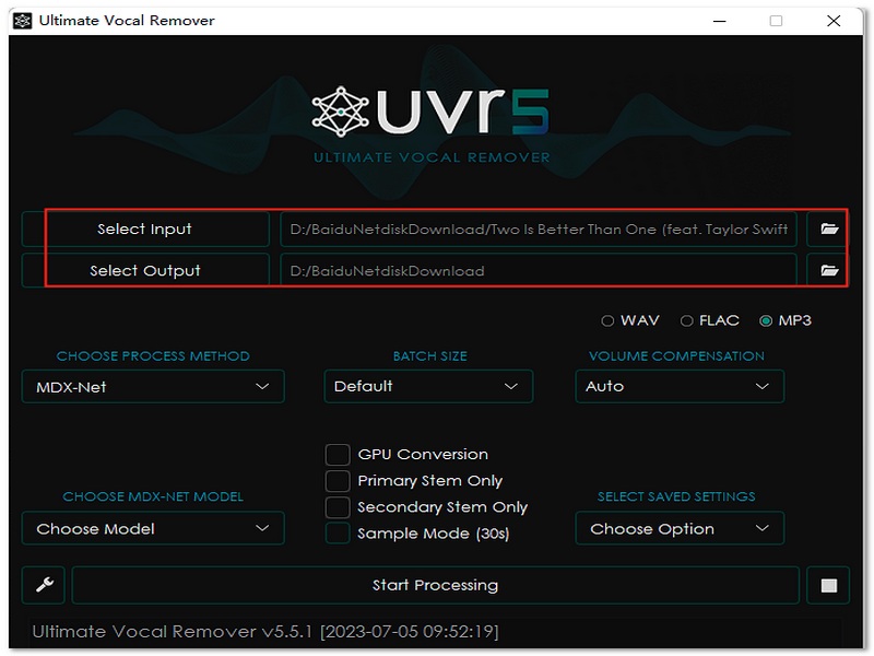 Choose Input And Output