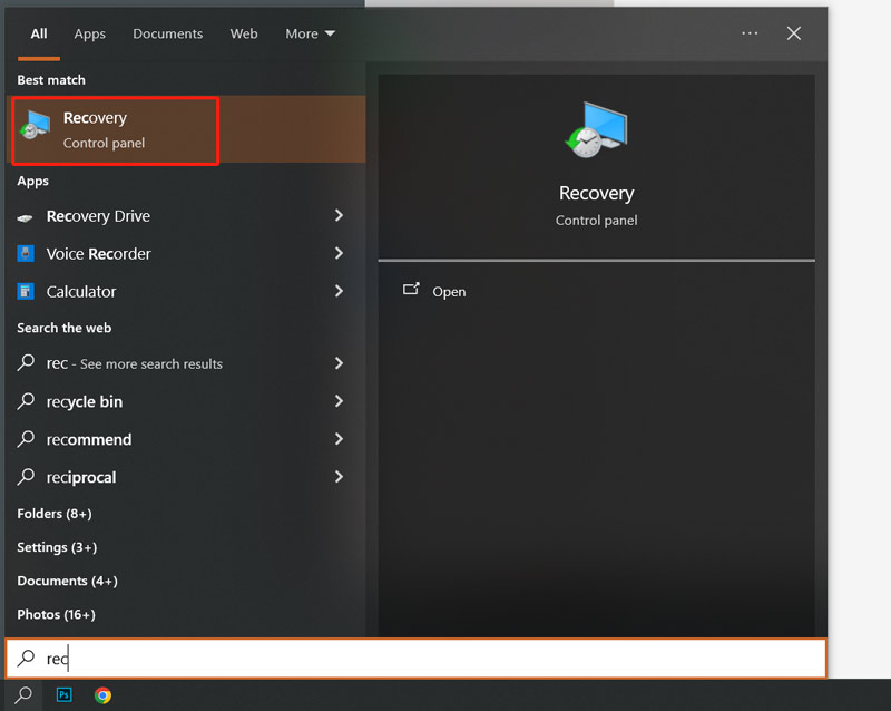 Windows 10 Control Panel Recovery