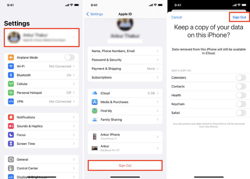 Αποσύνδεση της Apple ID