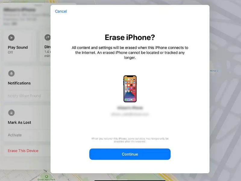 iCloud Trova iPhone Cancella iPhone