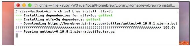 format mac disk to ntfs in terminal