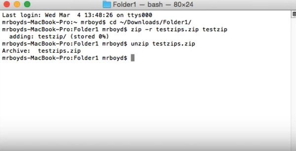 Unzip a Zip File with Terminal