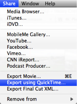 使用QuickTime將iMovie轉換為iDVD