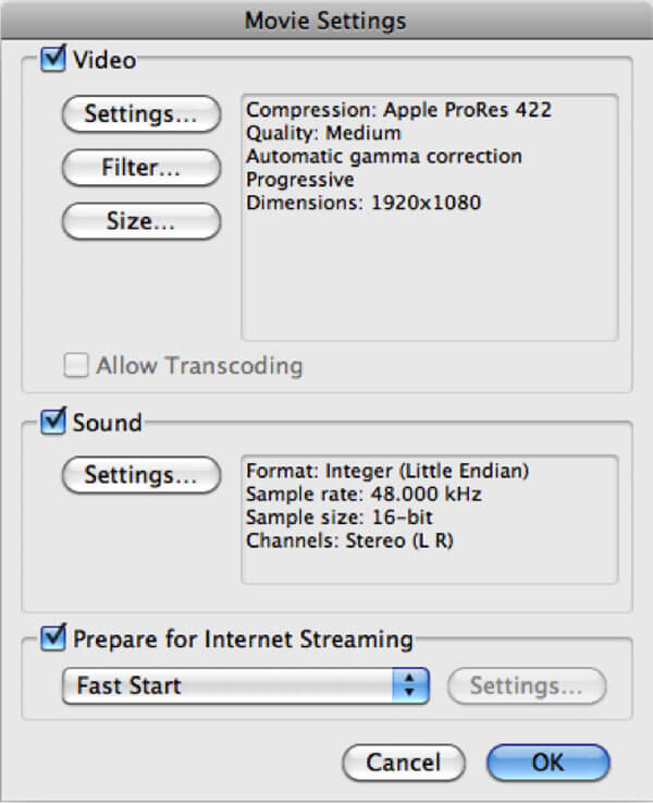 iMovie to iDVD Settings