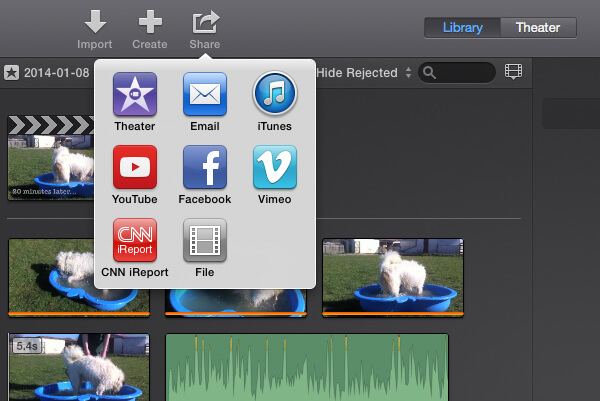 Поделиться iMovie