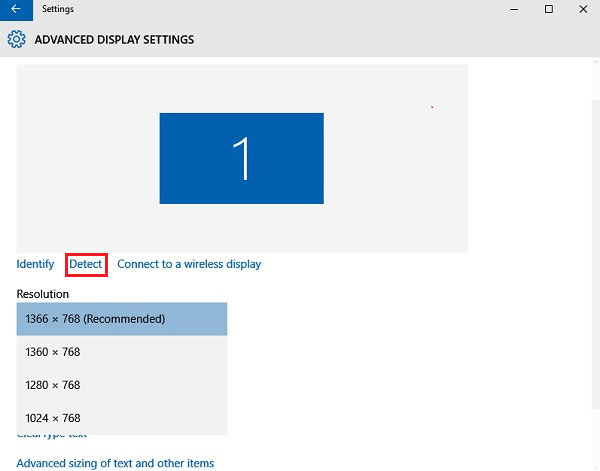 Rileva output video inattivo su Windows 10