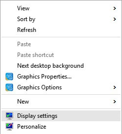 Desktop Display Settings on Windows 10