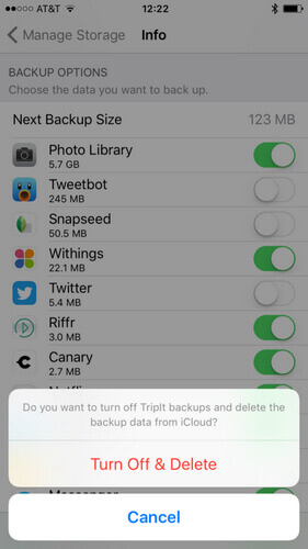 Utwórz kopię zapasową aplikacji iPhone na iCloud