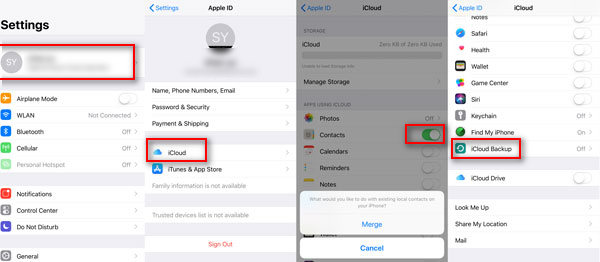 Zálohování kontaktů iPhone na iCloud