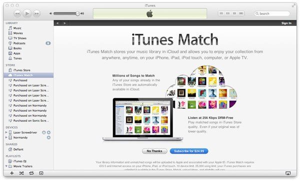 Az iTunes Match biztonsági mentése