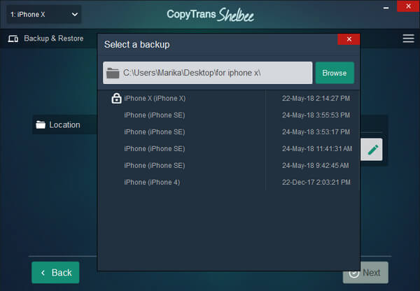 CopyTrans Shelbee iPhone biztonsági mentési szoftver